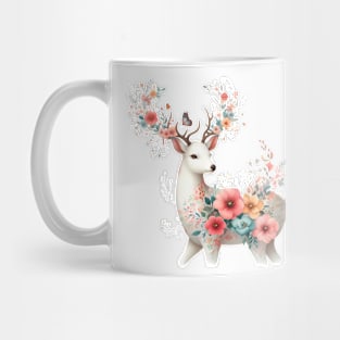 A deer decorated with beautiful colorful flowers. Mug